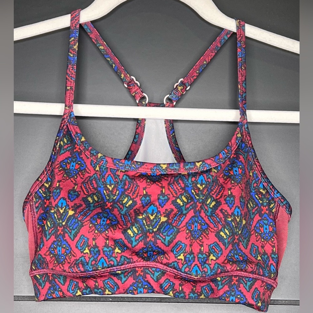 Aerie red pattern mesh racerback sports bra